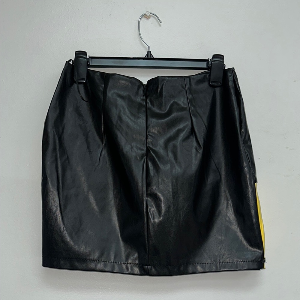 Yellow and Black Women's Two Piece Faux Leather Set - Picture 6 of 9